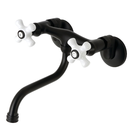 Kingston Brass KS616MB Two-Handle Wall Mount Bathroom Faucet, Matte Black KS616MB